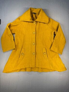 For Cynthia Mustard Yellow Wool Swing Coat with Collar 60’s Mod Whimsical Boho